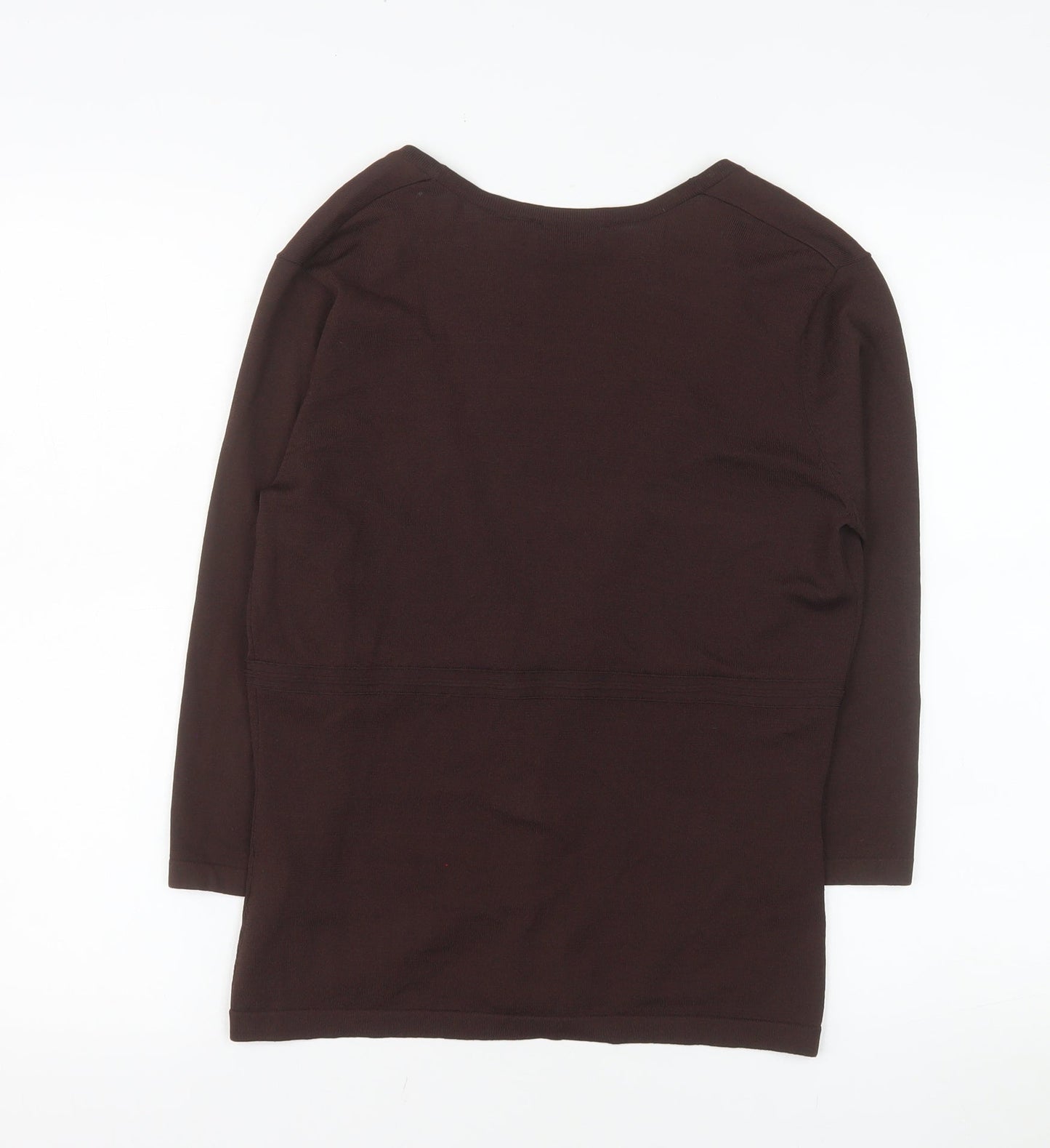 Mexx Women's Brown Wrap Blouse M 3/4 Sleeve V-Neck Top
