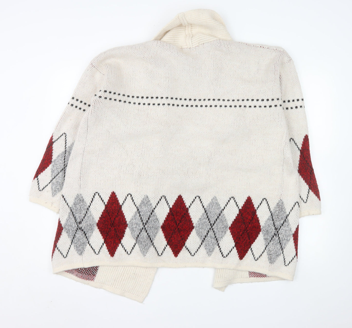 Mango Women’s Beige Argyle Wool Blend Knit Cardigan Size 8
