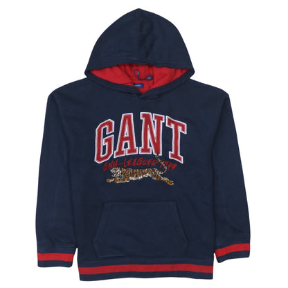 Additional front view of GANT boys’ navy blue hooded pullover sweatshirt 13-14 years cotton blend