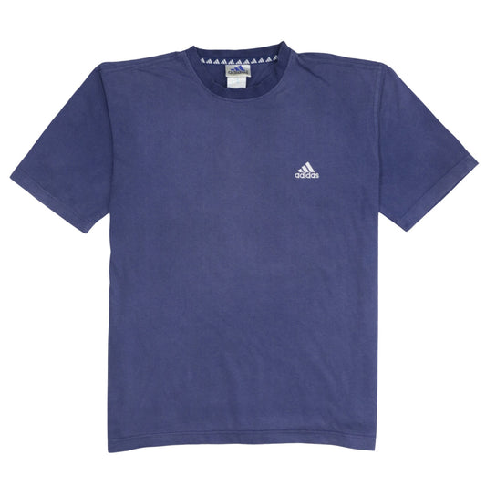 Adidas Men Blue Crew Neck Short Sleeve Cotton T-Shirt Size L