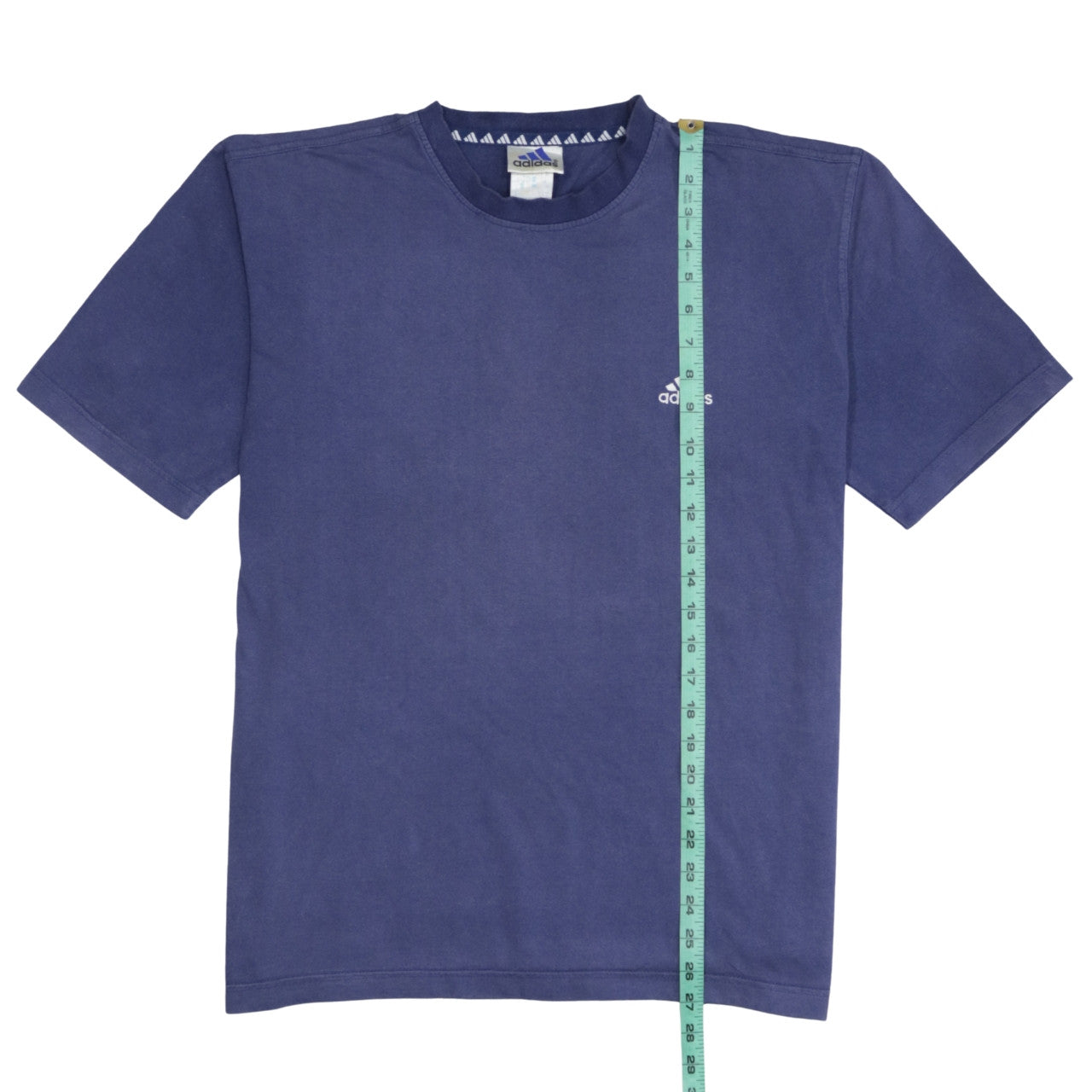 Adidas Men Blue Crew Neck Short Sleeve Cotton T-Shirt Size L