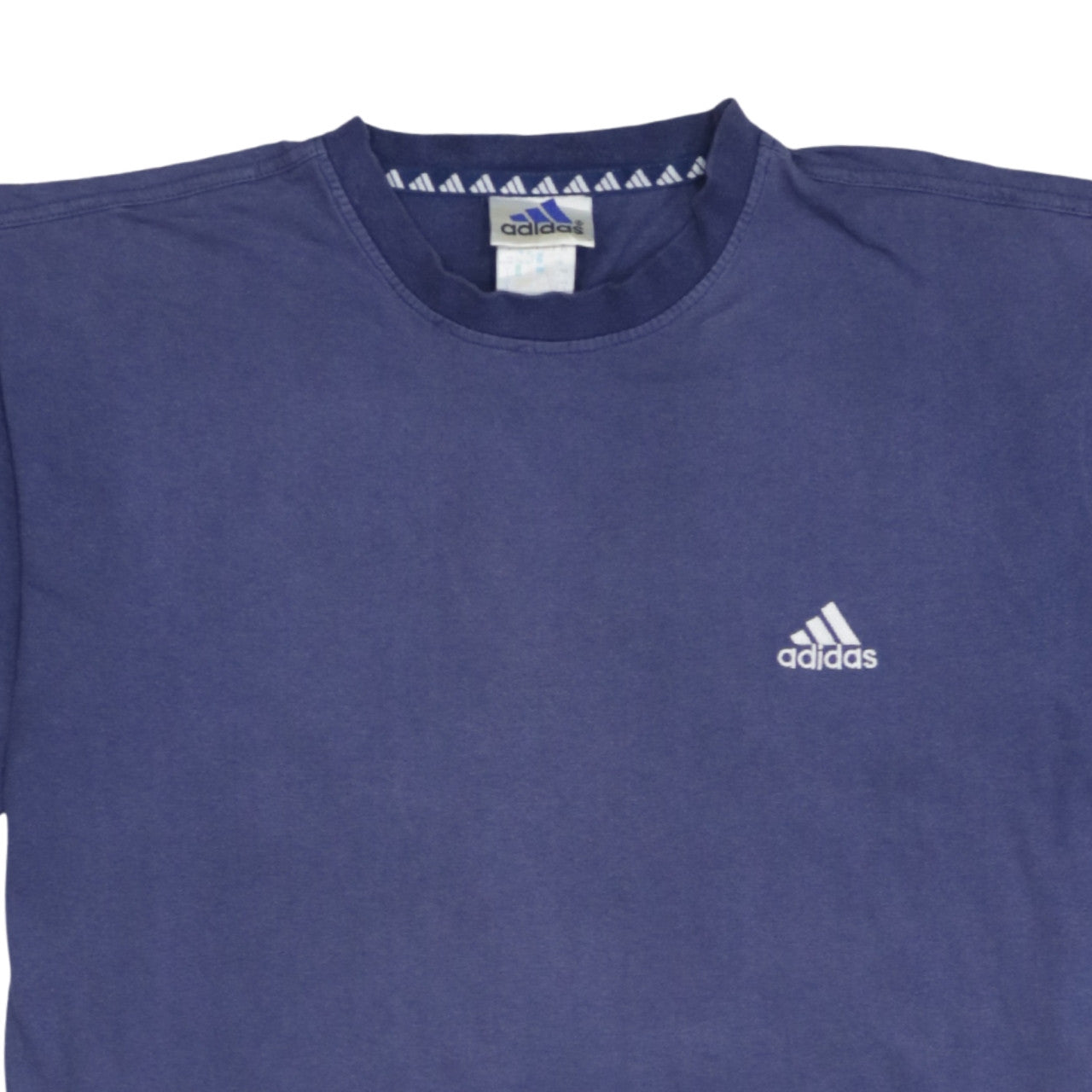Adidas Men Blue Crew Neck Short Sleeve Cotton T-Shirt Size L