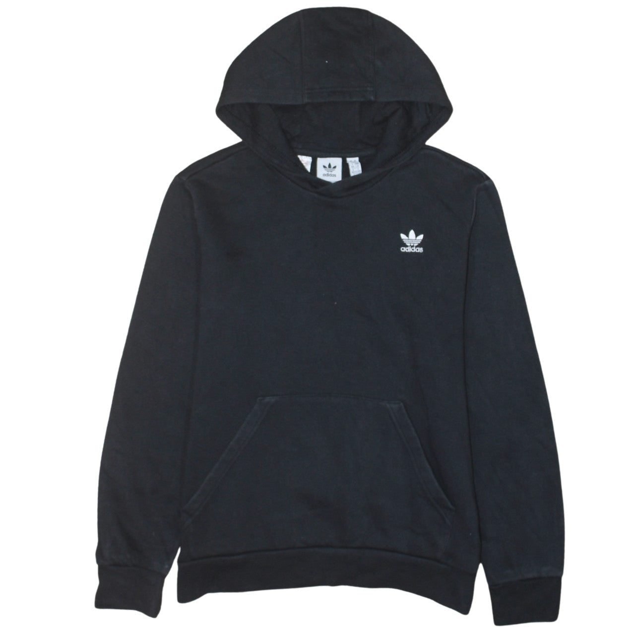 Adidas Boys Black Pullover Hoodie 13-14 Years Fleece Logo Sweatshirt