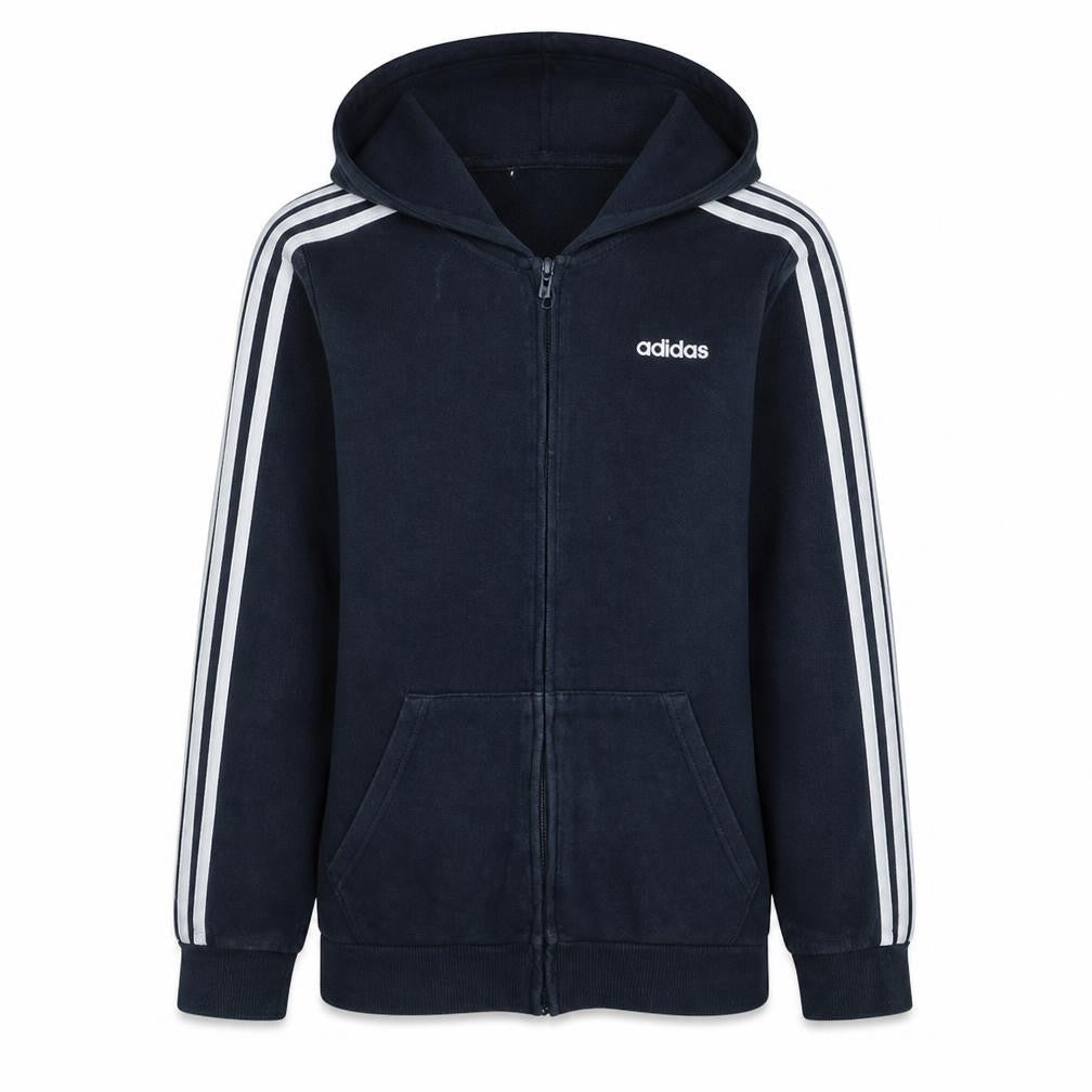Adidas Women's Navy Full Zip Hoodie Size M - Classic 3 Stripe Design