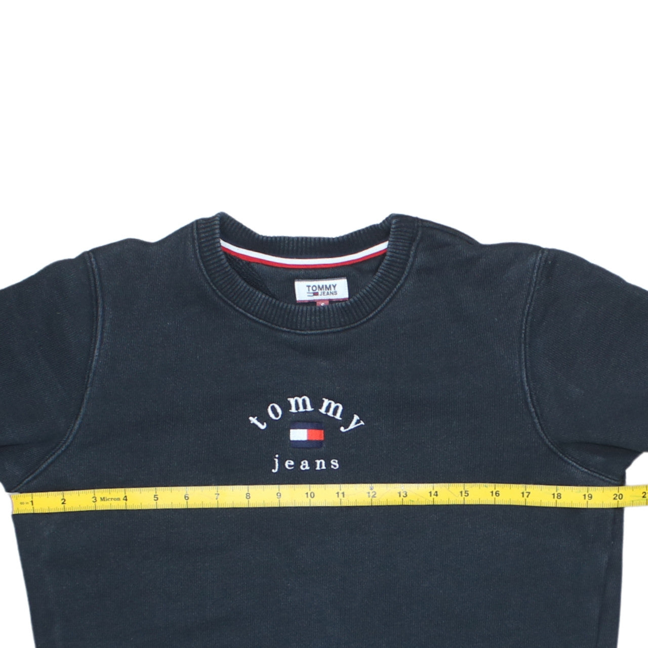 Tommy Jeans Men's Black Small Crew Neck Embroidered Sweatshirt
