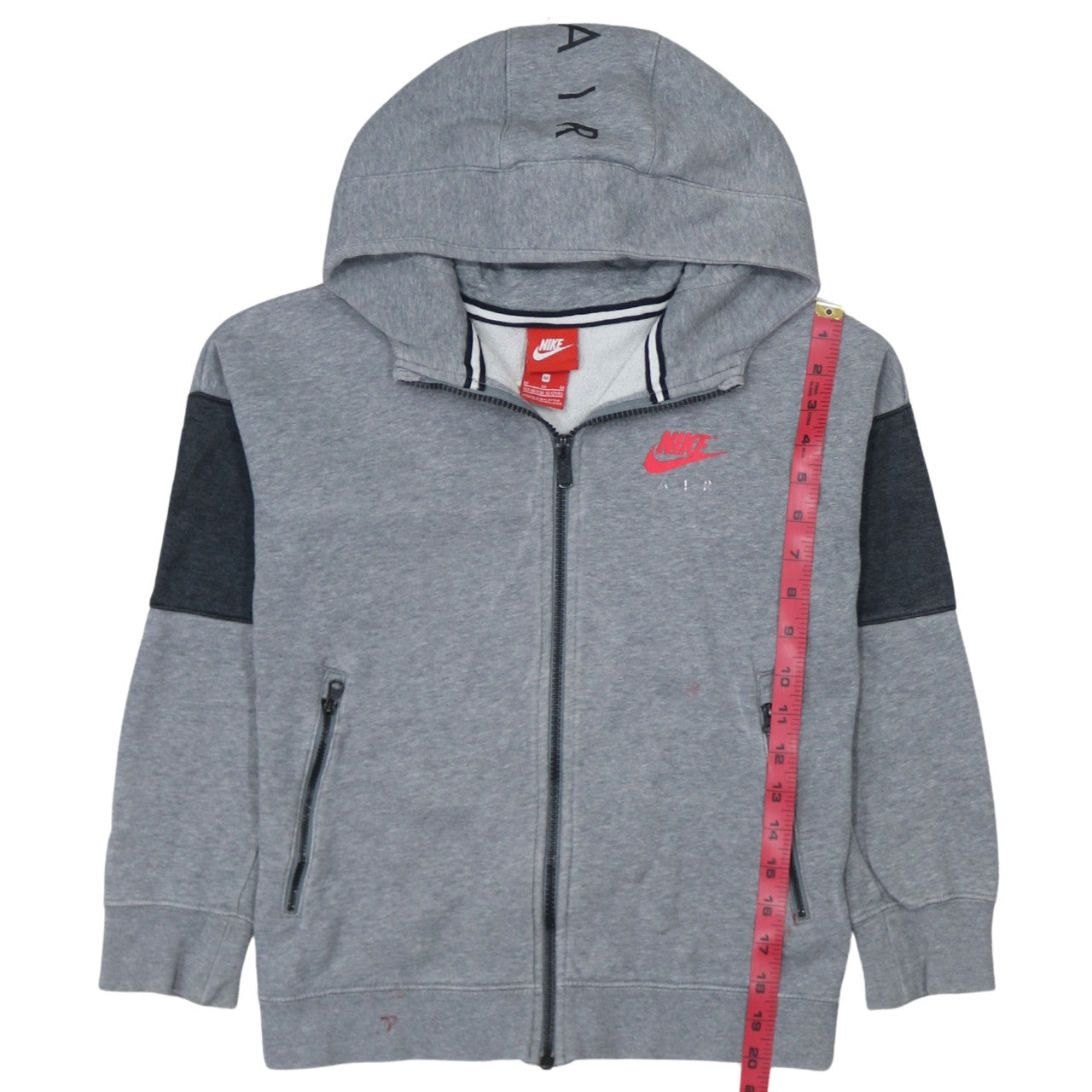 Nike Boys Grey Full Zip Hoodie 10-12 Years Regular Fit Fleece Sweatshirt
