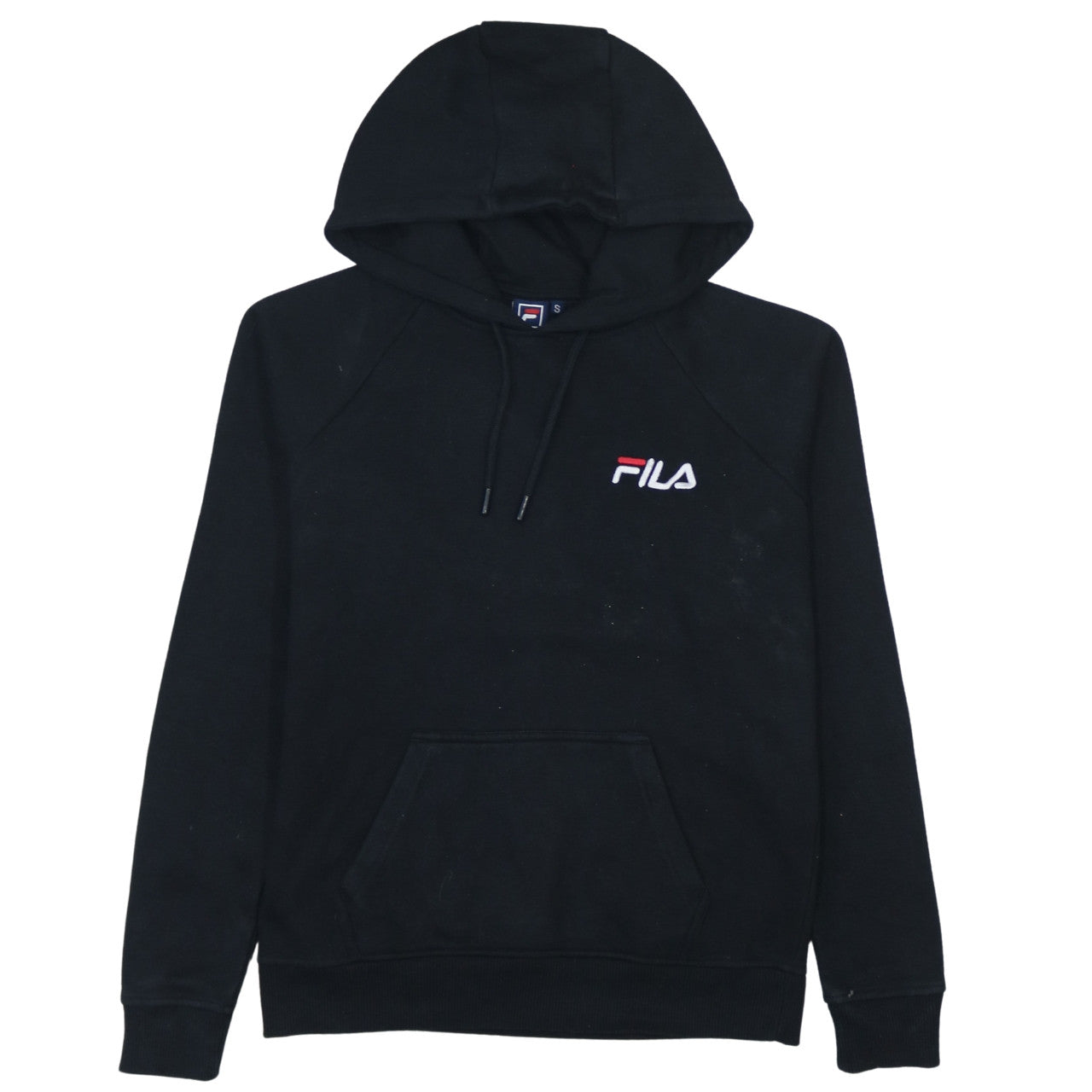 Fila Men's Black Pullover Hoodie Small Embroidered Logo Fleece