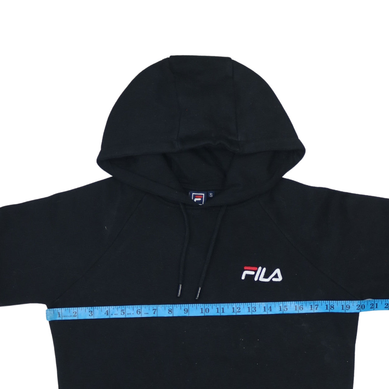 Fila Men's Black Pullover Hoodie Small Embroidered Logo Fleece