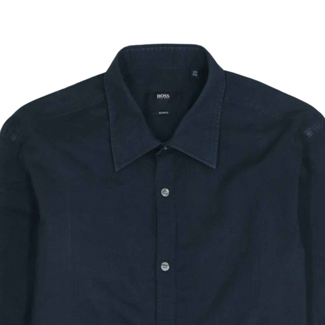 Hugo Boss Men's Blue Slim Fit Linen Long Sleeve Button-Up Shirt Size 40