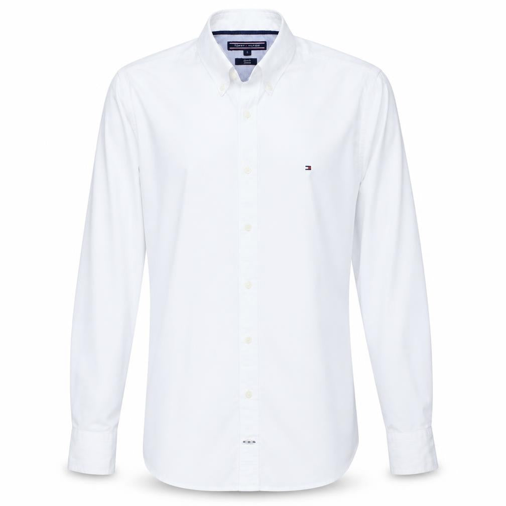 Tommy Hilfiger Men’s White Slim Fit Stretch Button-Up Shirt Size S