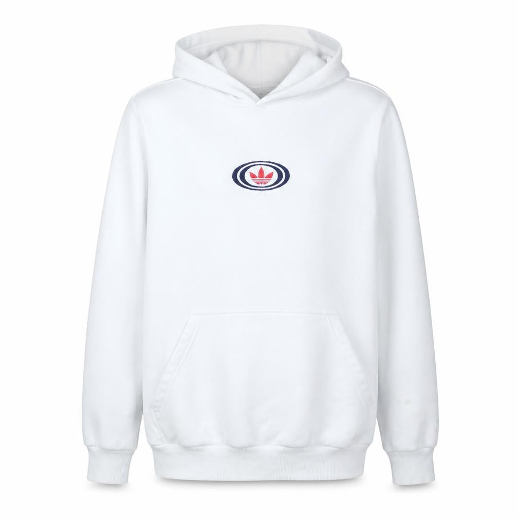 Adidas Boys White XL Pullover Hoodie with Trefoil Logo Print