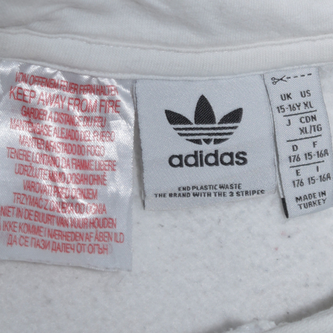 Adidas Boys White XL Pullover Hoodie with Trefoil Logo Print