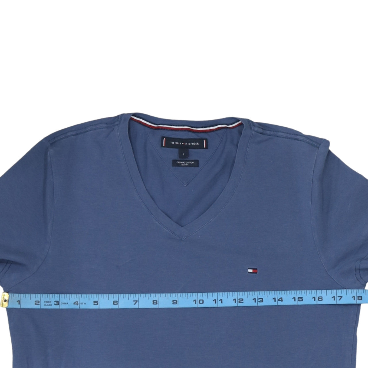 Tommy Hilfiger Men's Blue Slim Fit V-Neck Cotton T-Shirt Size S