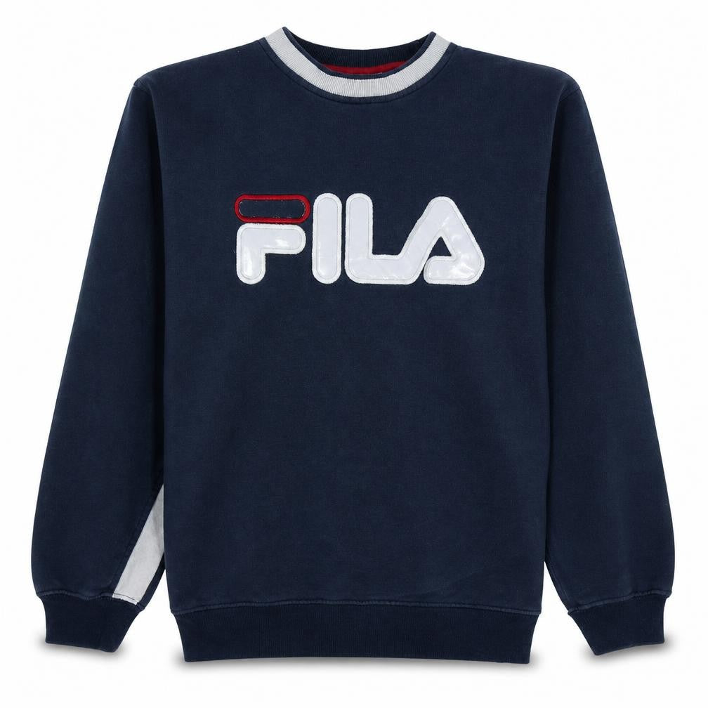 Fila Men's Blue Logo Pullover Sweatshirt Size S Crew Neck