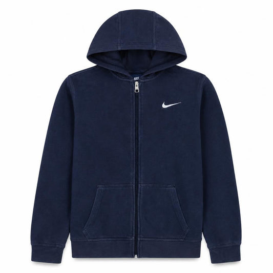 Front view of Nike boys’ blue full zip hoodie 13-15 years fleece hooded sweatshirt