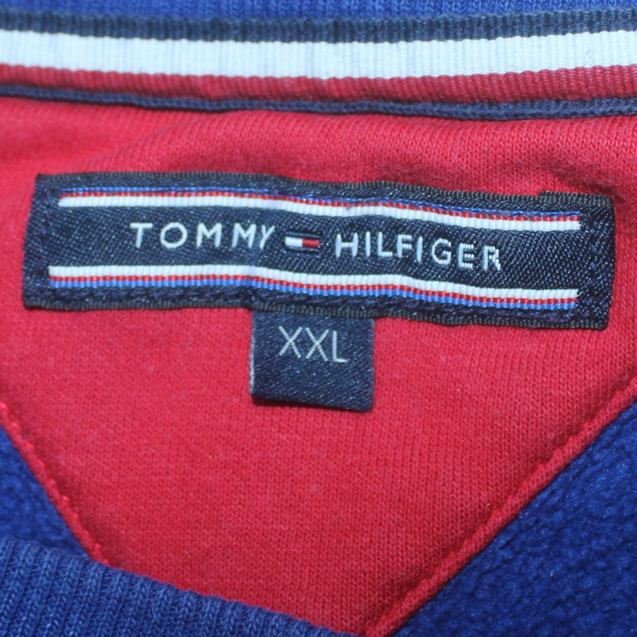 Tommy Hilfiger Men Blue Red White Colour Block Sweatshirt 2XL
