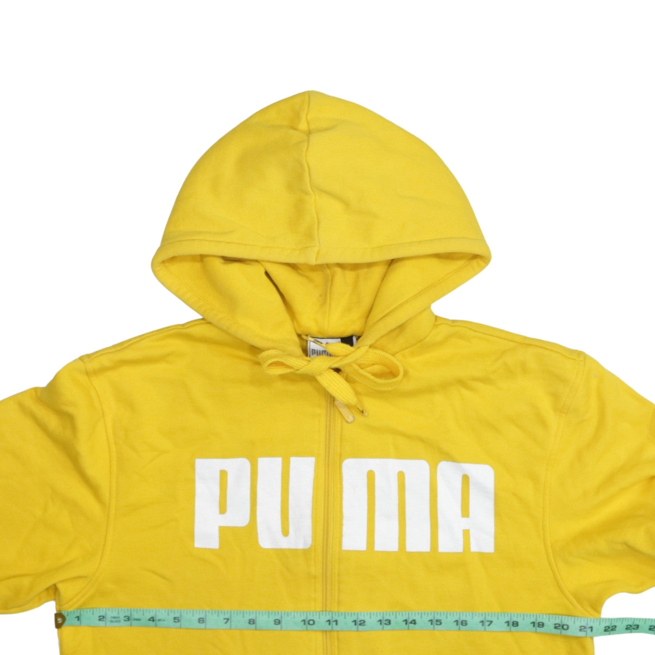 Puma Men's Yellow Full Zip Hoodie S Sports Logo Sweatshirt
