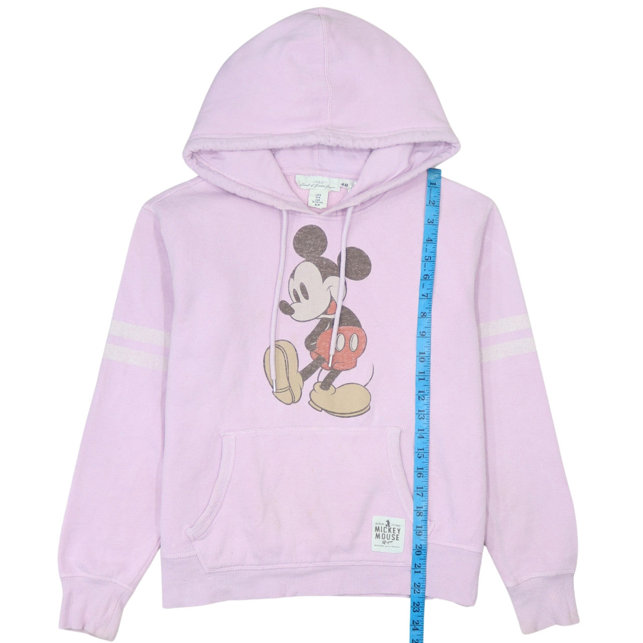 H&M Disney Women Pink Mickey Mouse Pullover Hoodie Size 12 Cotton Blend