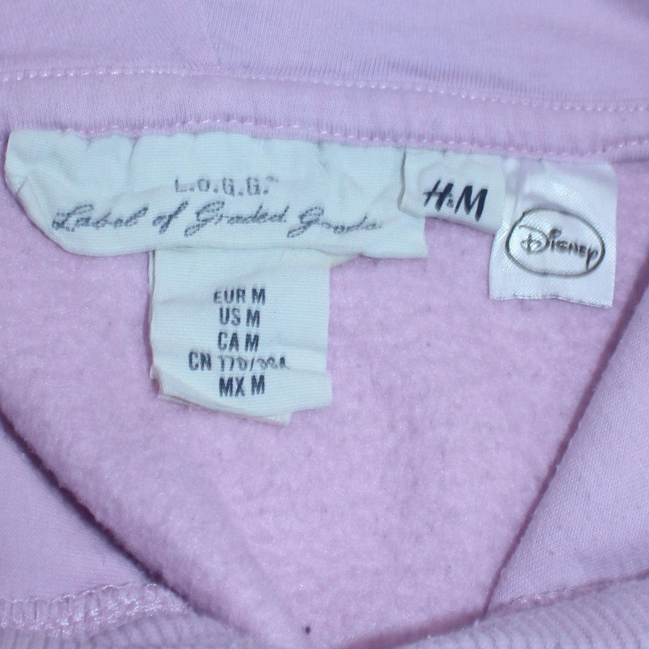 H&M Disney Women Pink Mickey Mouse Pullover Hoodie Size 12 Cotton Blend