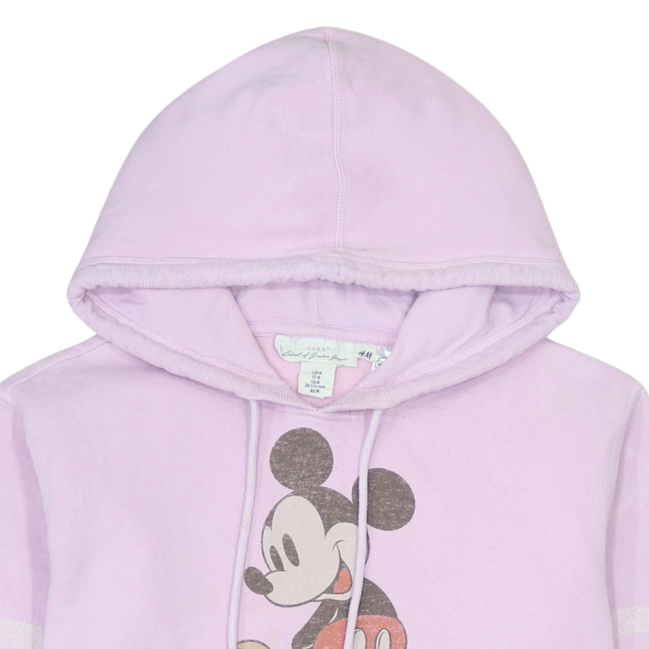 H&M Disney Women Pink Mickey Mouse Pullover Hoodie Size 12 Cotton Blend