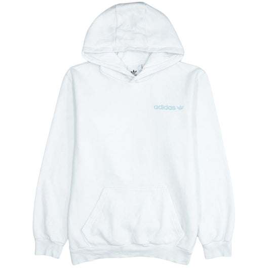 adidas Men's White Pullover Hoodie Small Logo Graphic Print