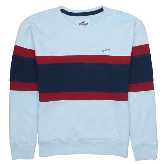 Hollister Men’s Multicoloured Striped Crew Neck Sweatshirt M