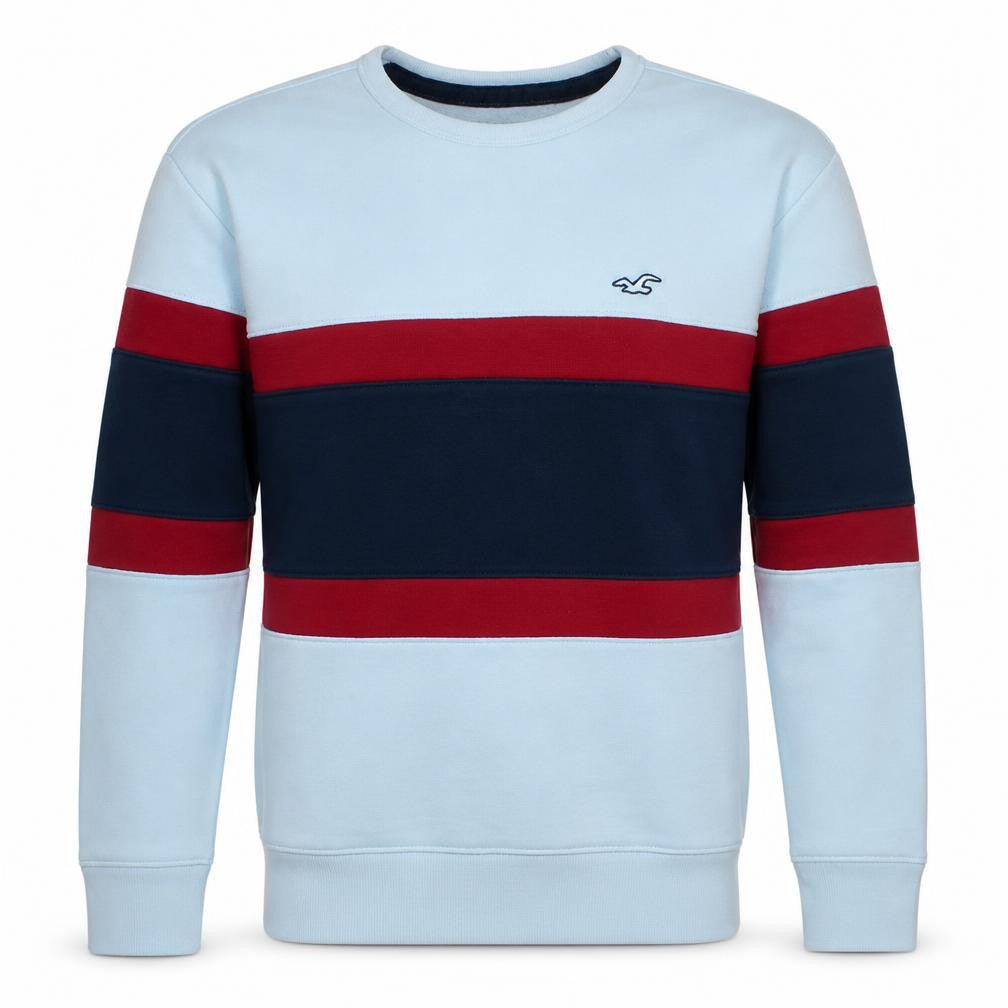 Hollister Men’s Multicoloured Striped Crew Neck Sweatshirt M