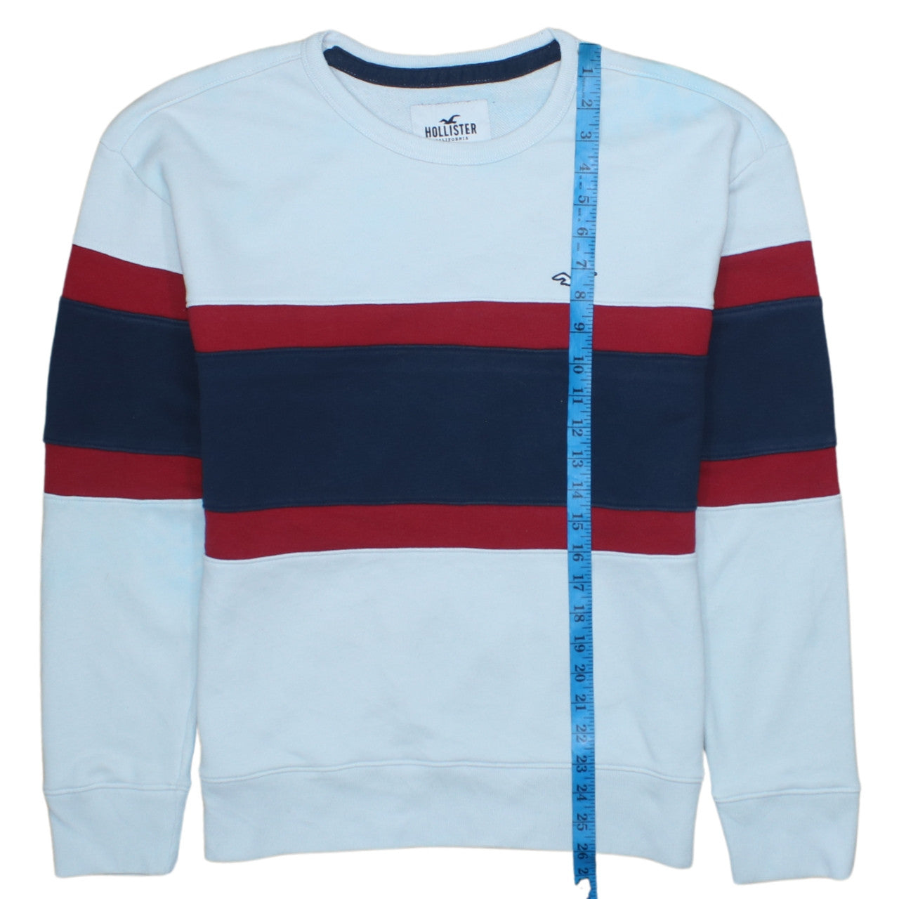 Hollister Men’s Multicoloured Striped Crew Neck Sweatshirt M