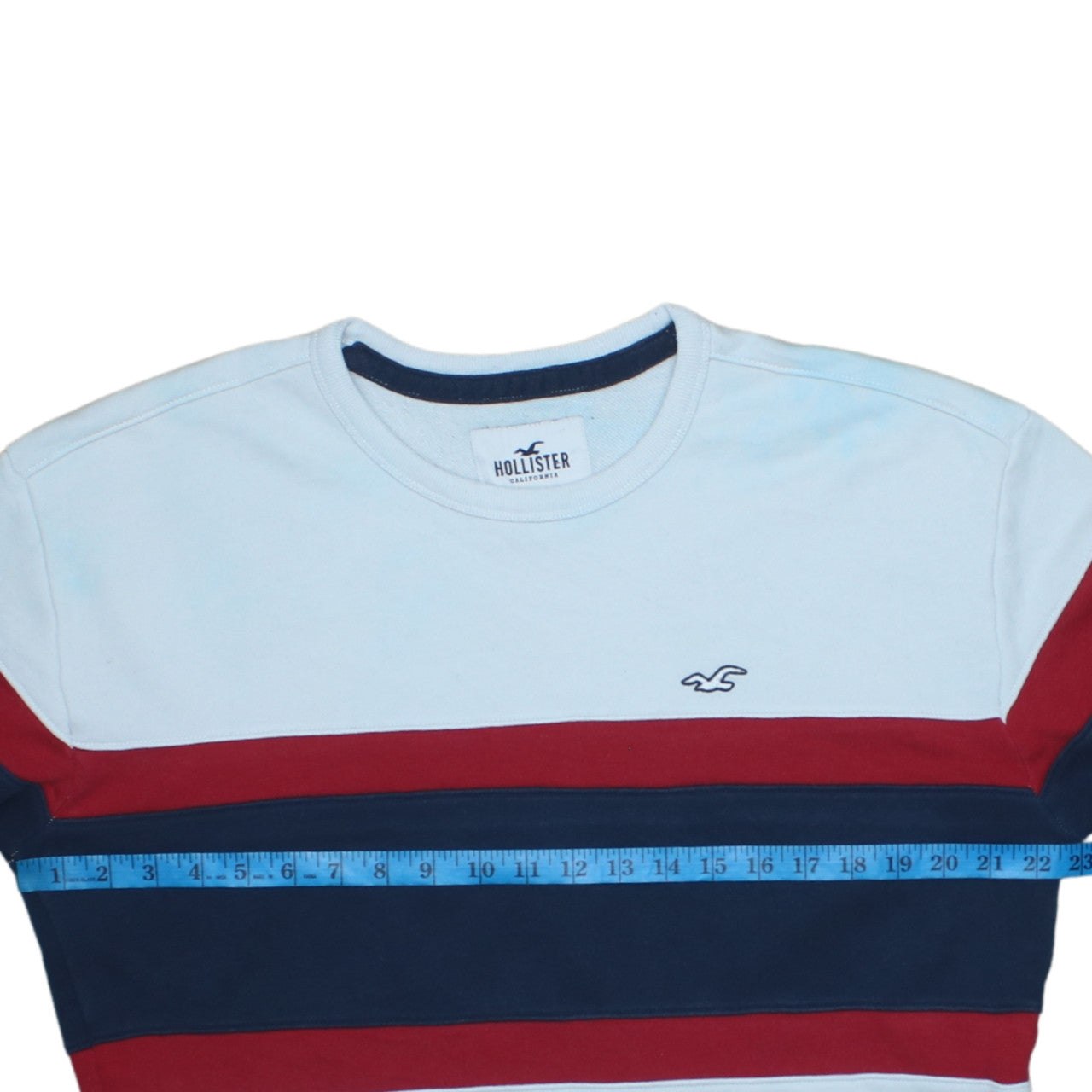 Hollister Men’s Multicoloured Striped Crew Neck Sweatshirt M