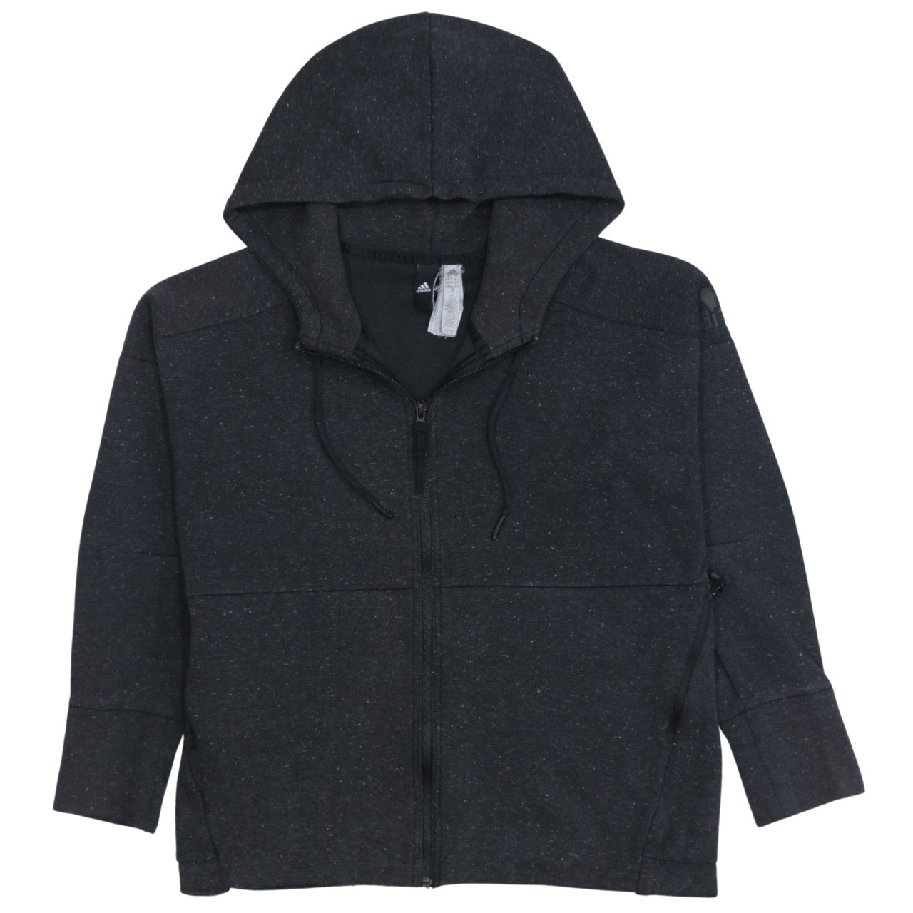 Adidas Women Black Full Zip Hoodie Size 16-18 L Hooded Sweatshirt