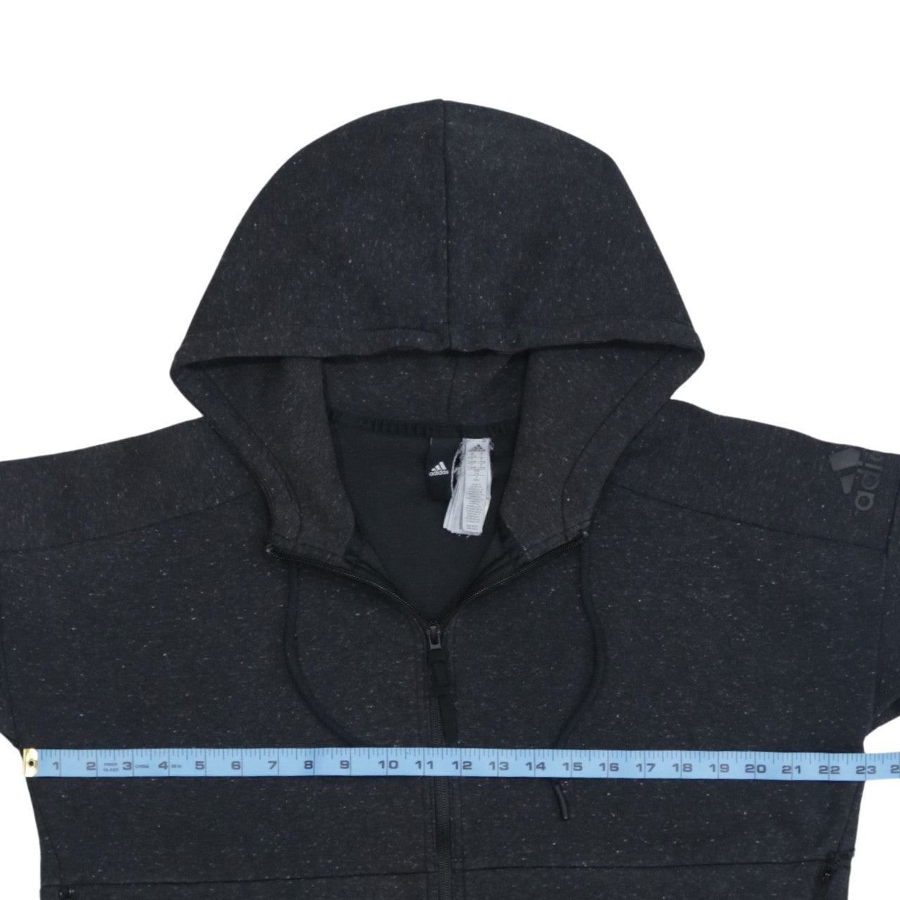 Adidas Women Black Full Zip Hoodie Size 16-18 L Hooded Sweatshirt