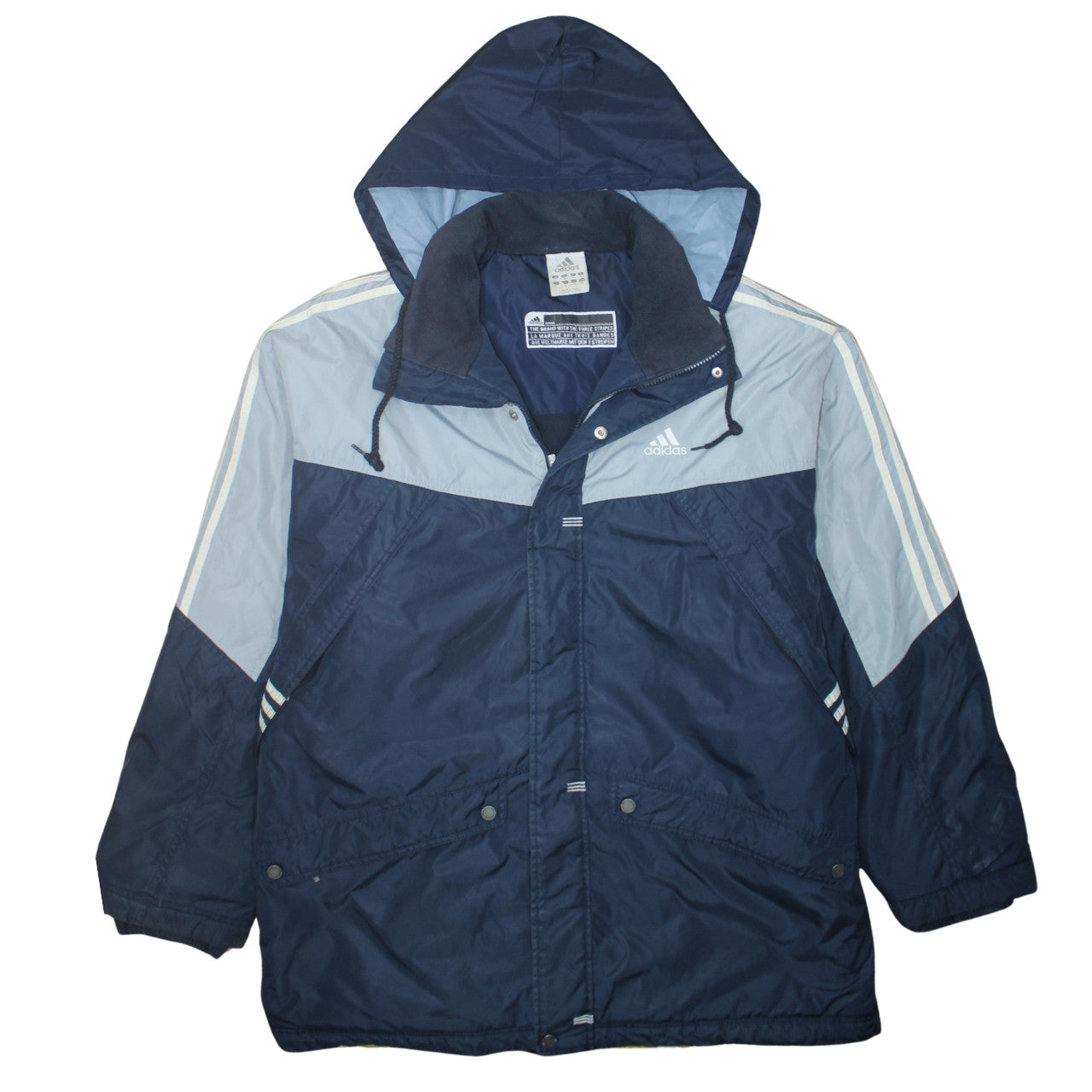 Adidas Men’s Blue Hooded Parka Jacket Size M Water Resistant