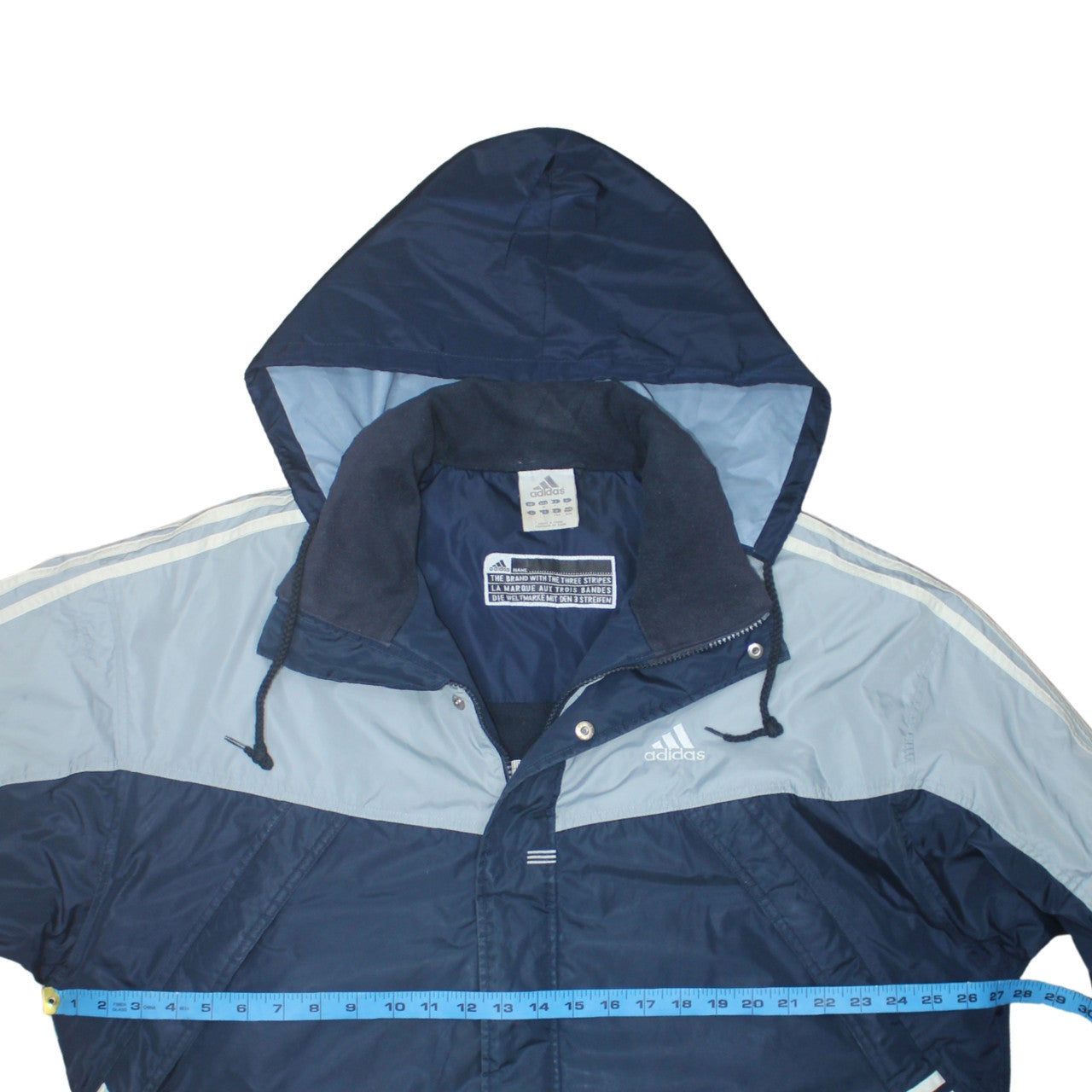 Adidas Men’s Blue Hooded Parka Jacket Size M Water Resistant