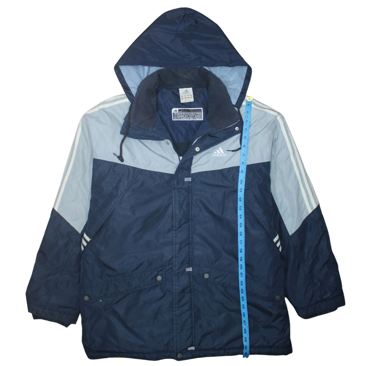 Adidas Men’s Blue Hooded Parka Jacket Size M Water Resistant