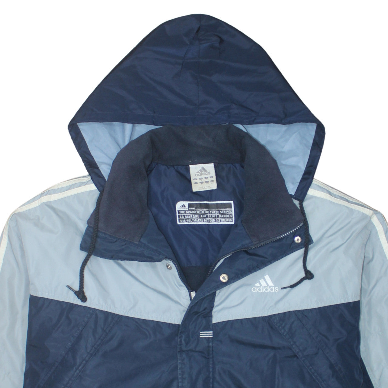 Adidas Men’s Blue Hooded Parka Jacket Size M Water Resistant