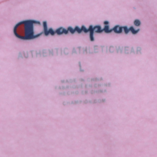 Champion Girls Pink Pullover Hoodie L Graphic Print Cotton Blend