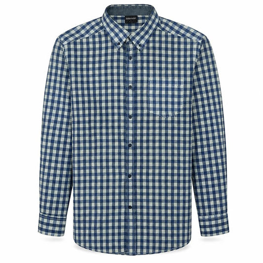 No Boundaries Men's Blue Check Button-Down Long Sleeve Shirt Size L