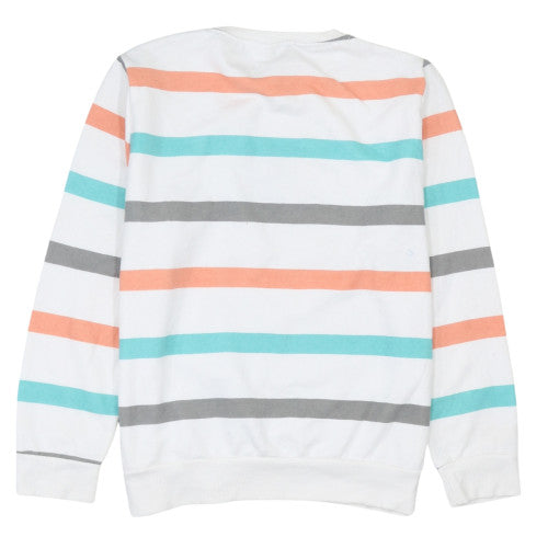 Disney Womens White Striped Marie Sweatshirt M