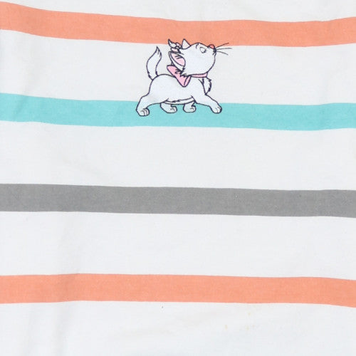 Disney Womens White Striped Marie Sweatshirt M