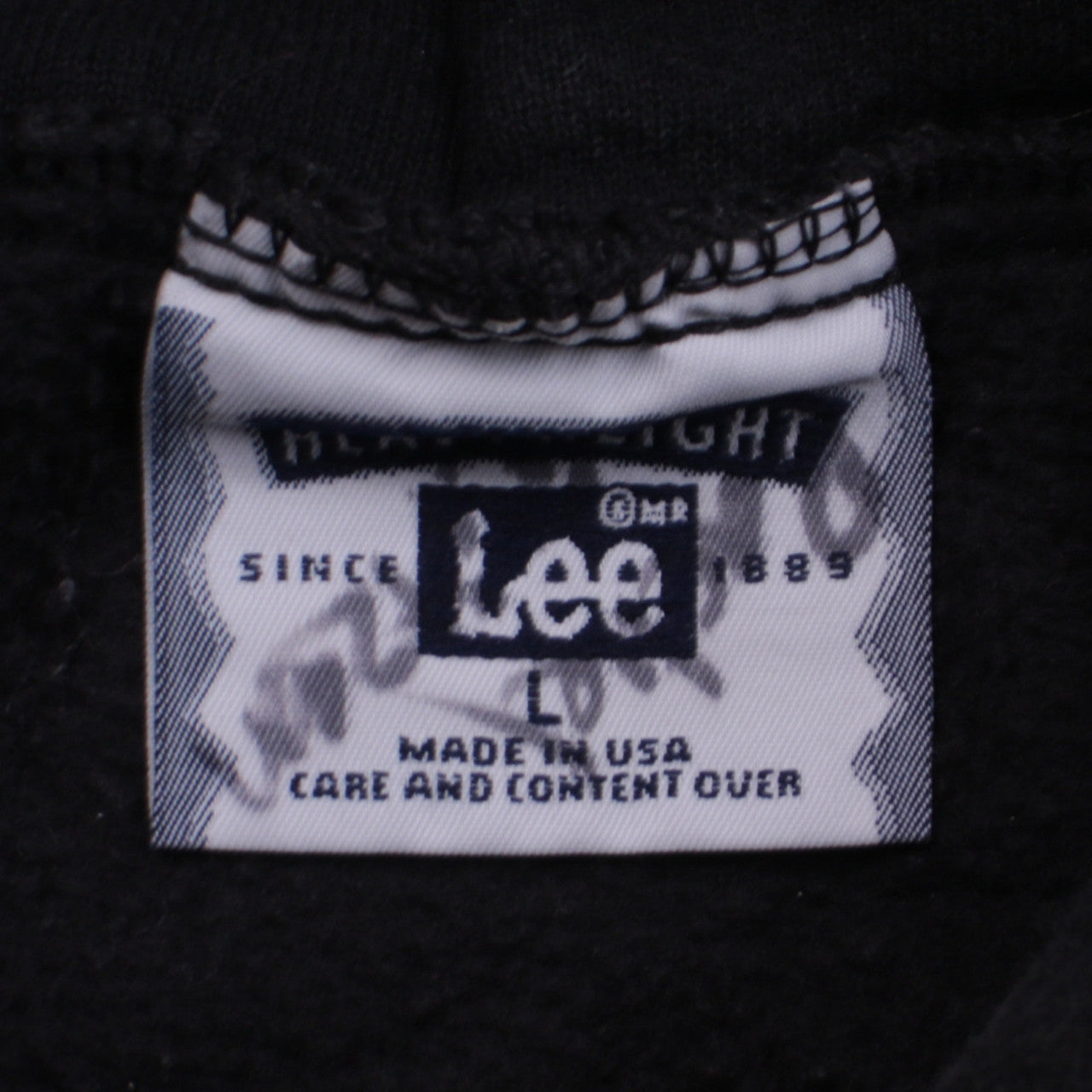 Lee Men's Black Pullover Hoodie L Logo Sports Graphic Vintage