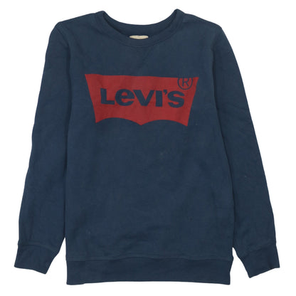 Additional front view of Levi's boys’ blue logo pullover sweatshirt, size 16, years