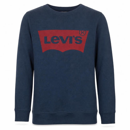 Front view of Levi's boys’ blue logo pullover sweatshirt, size 16, years