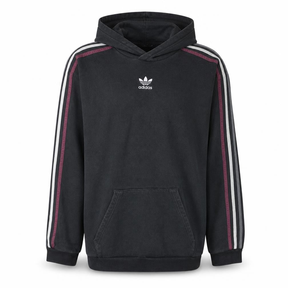 Adidas Men Black Hoodie Medium Pullover Cotton Blend Casual