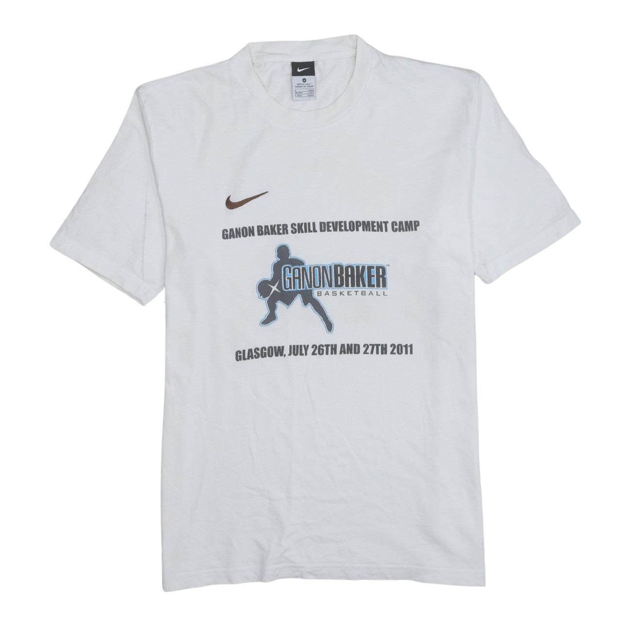 Nike Men's White Medium Ganon Baker Basketball Graphic T-Shirt