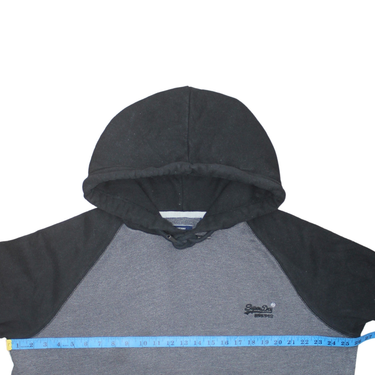 Superdry Men’s Grey & Black Pullover Hoodie 3XL Regular Fit