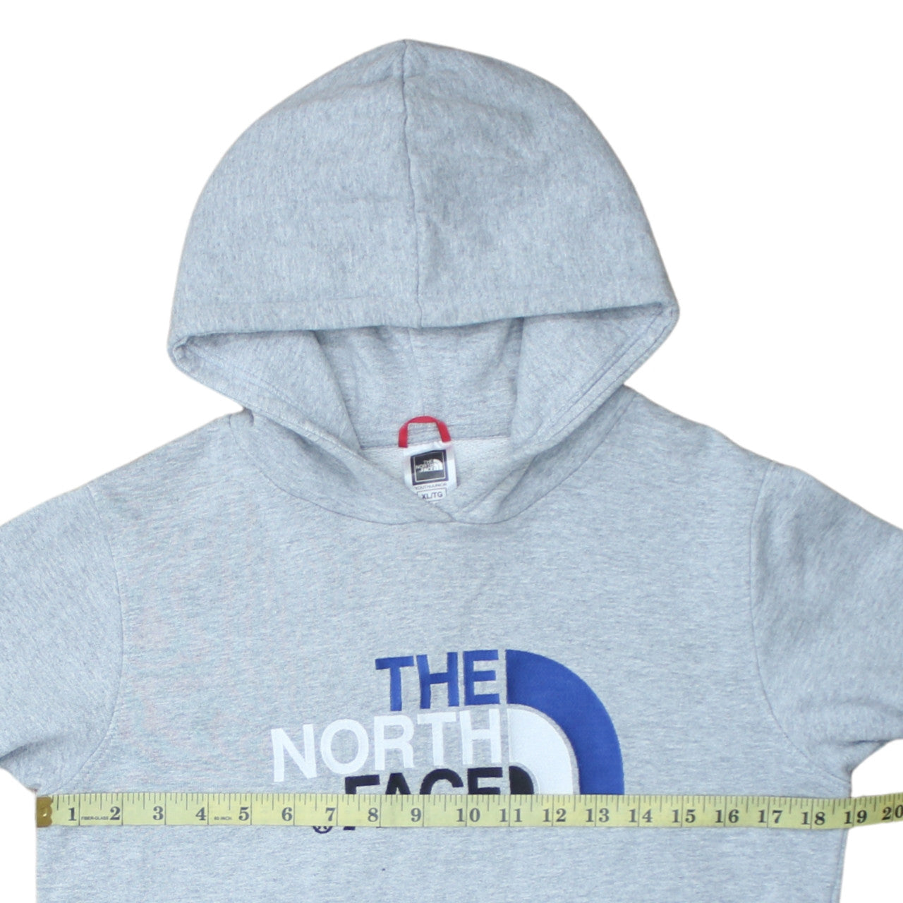 The North Face Boys Grey XL Pullover Hoodie Fleece Lined Logo Sweatshirt