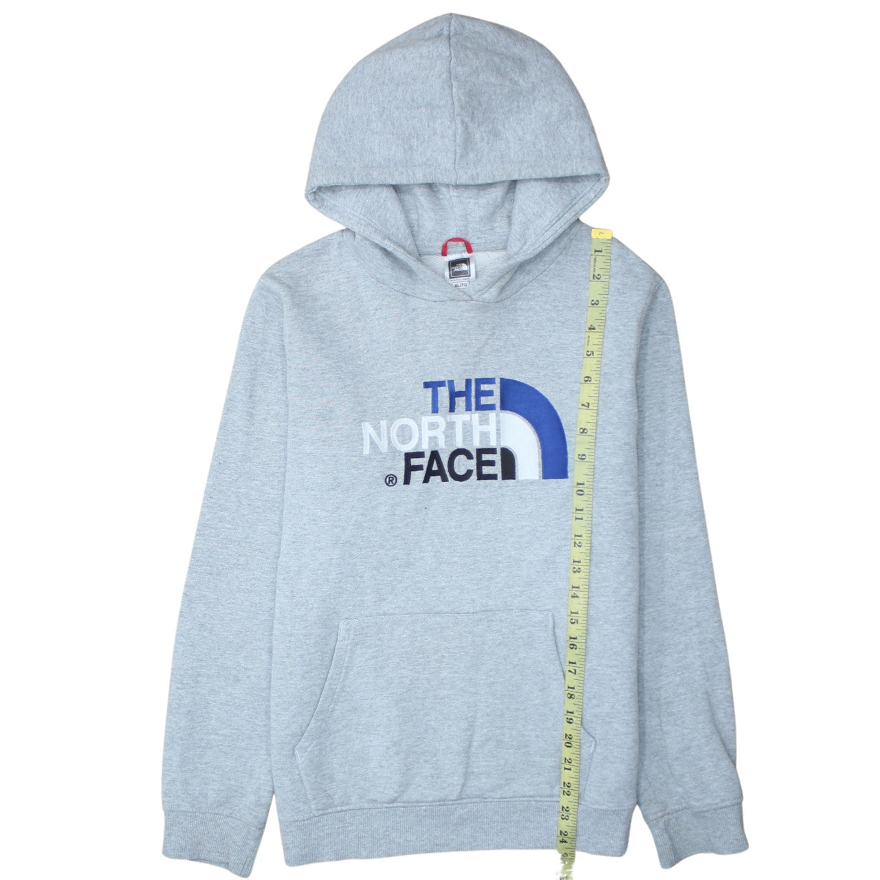 The North Face Boys Grey XL Pullover Hoodie Fleece Lined Logo Sweatshirt