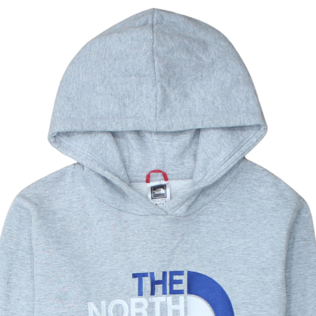 The North Face Boys Grey XL Pullover Hoodie Fleece Lined Logo Sweatshirt