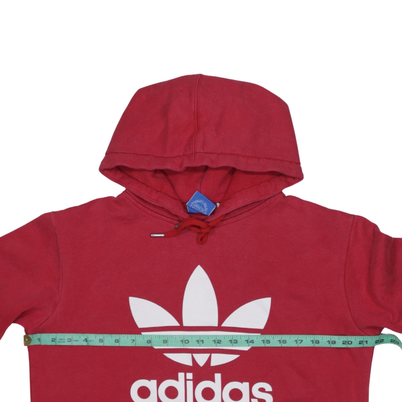 Adidas Mens Red Pullover Hoodie M Logo Graphic Fleece Sweatshirt