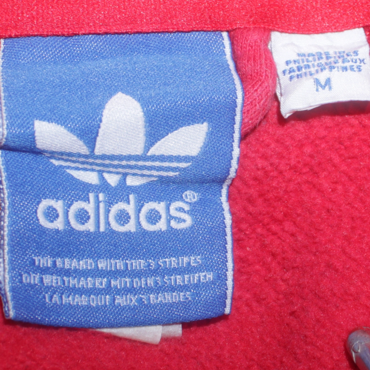 Adidas Mens Red Pullover Hoodie M Logo Graphic Fleece Sweatshirt